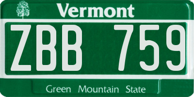 VT license plate ZBB759