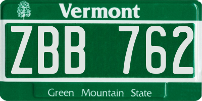 VT license plate ZBB762