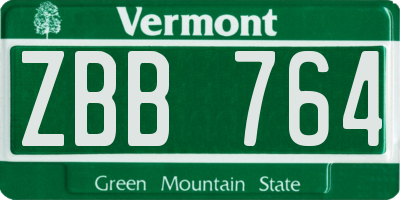 VT license plate ZBB764