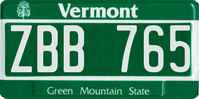 VT license plate ZBB765