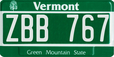 VT license plate ZBB767