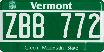 VT license plate ZBB772
