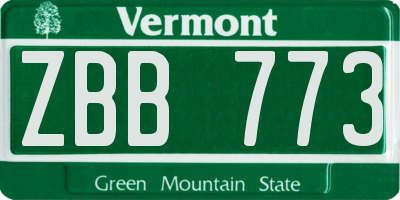 VT license plate ZBB773