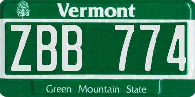 VT license plate ZBB774