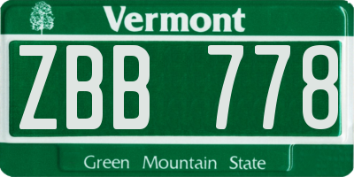 VT license plate ZBB778
