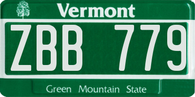 VT license plate ZBB779