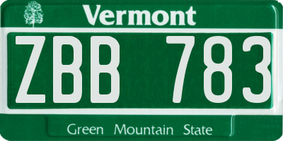 VT license plate ZBB783