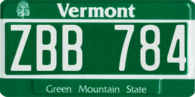 VT license plate ZBB784