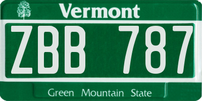 VT license plate ZBB787
