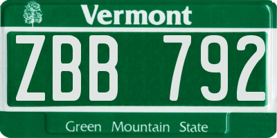 VT license plate ZBB792