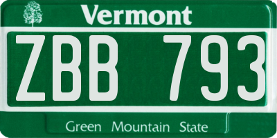 VT license plate ZBB793