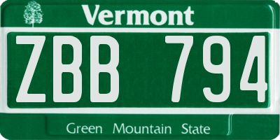 VT license plate ZBB794