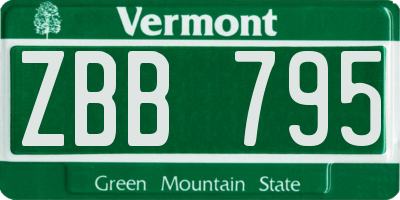 VT license plate ZBB795