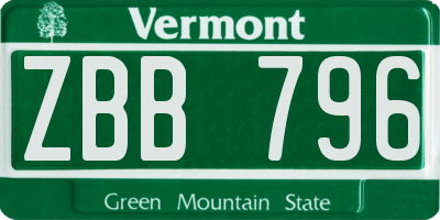 VT license plate ZBB796