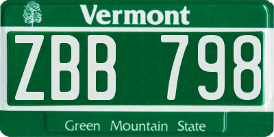 VT license plate ZBB798