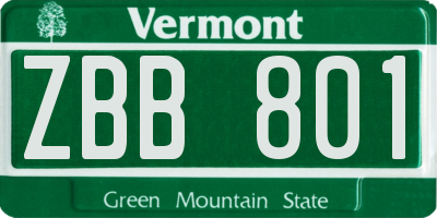 VT license plate ZBB801