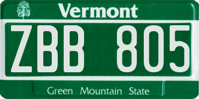 VT license plate ZBB805
