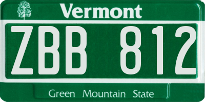 VT license plate ZBB812