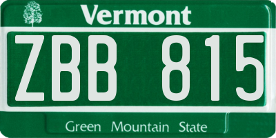 VT license plate ZBB815