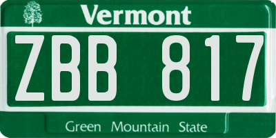 VT license plate ZBB817
