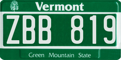 VT license plate ZBB819