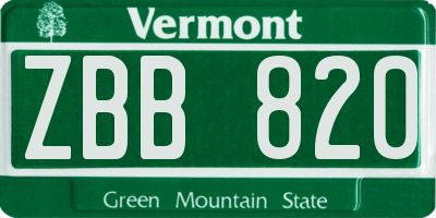 VT license plate ZBB820