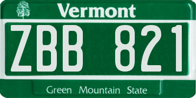 VT license plate ZBB821