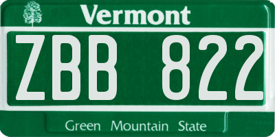 VT license plate ZBB822