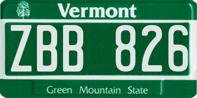 VT license plate ZBB826