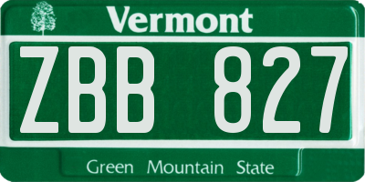 VT license plate ZBB827