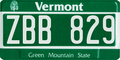 VT license plate ZBB829