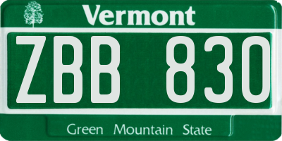 VT license plate ZBB830