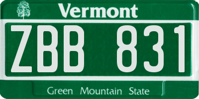 VT license plate ZBB831