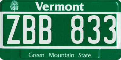 VT license plate ZBB833
