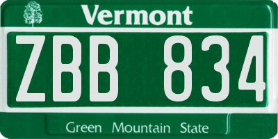 VT license plate ZBB834