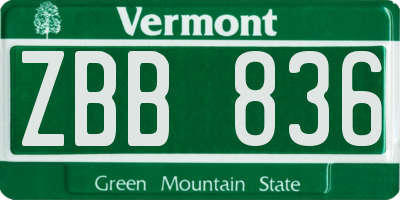 VT license plate ZBB836