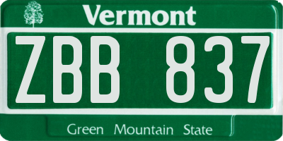 VT license plate ZBB837