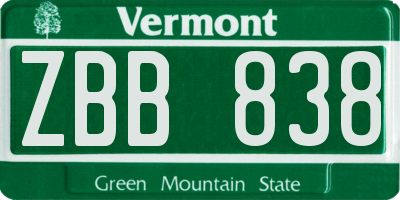 VT license plate ZBB838