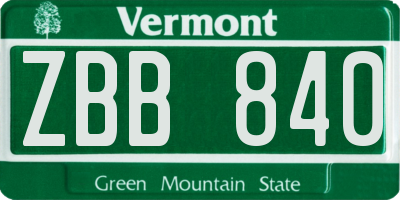 VT license plate ZBB840