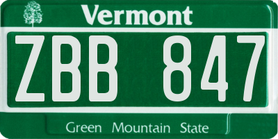 VT license plate ZBB847