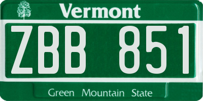 VT license plate ZBB851
