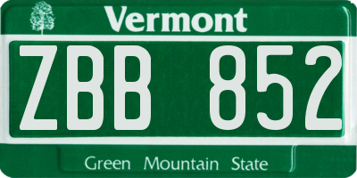VT license plate ZBB852