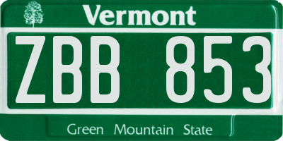 VT license plate ZBB853