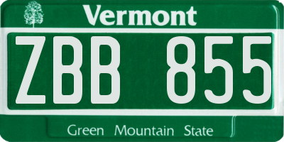 VT license plate ZBB855