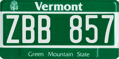 VT license plate ZBB857