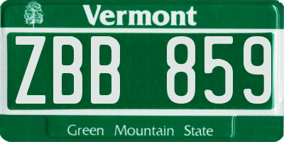 VT license plate ZBB859