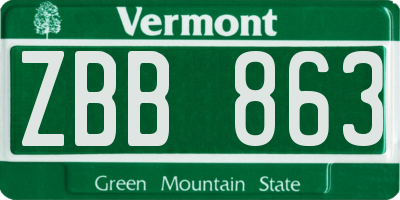 VT license plate ZBB863