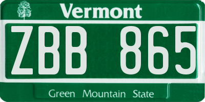 VT license plate ZBB865