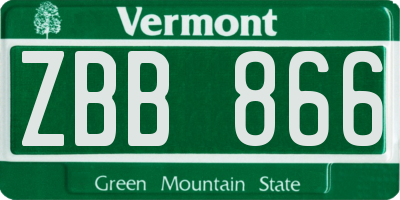 VT license plate ZBB866