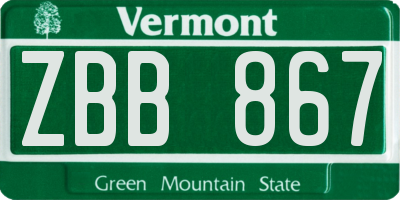 VT license plate ZBB867